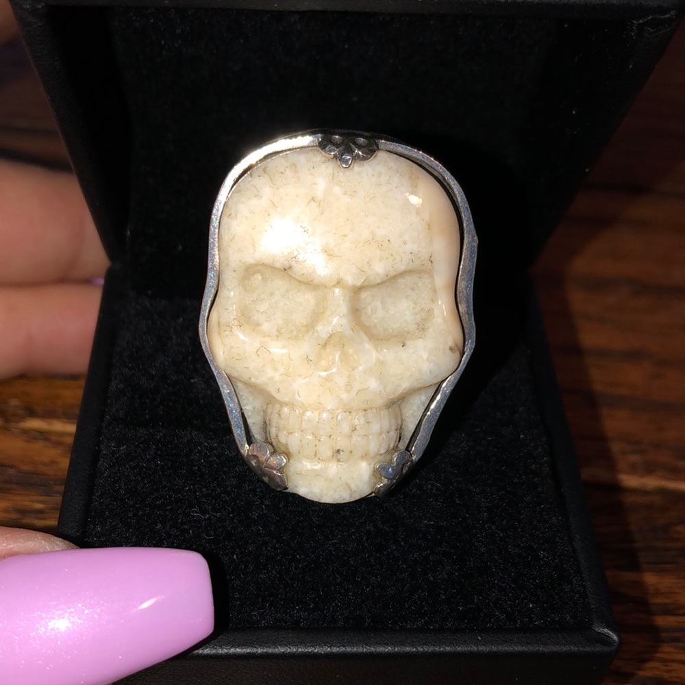 King Baby Studio Sterling silver carved skull ring